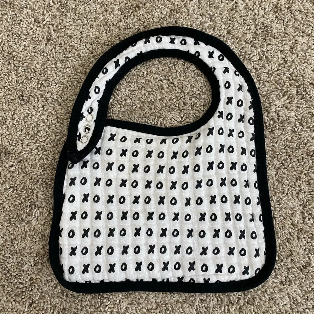 Bundle of 3- Modern Burlap Bibs - organic cotton monochrome black and white